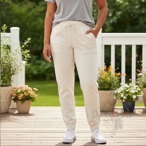 T By Talbots Women's White Jogger Pants - LP